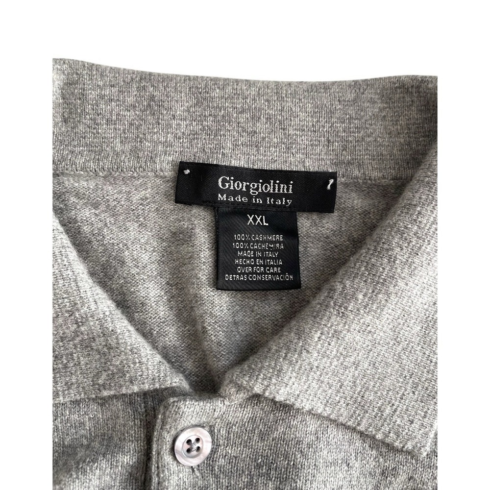 Giorgiolini Men's 100% Cashmere Collared Sweater‎ Grey Made In Italy XXL Preppy - Picture 3 of 6